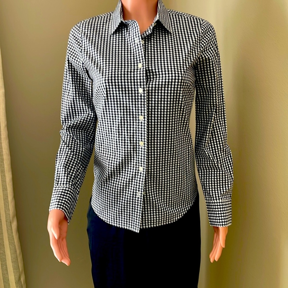 Blouse by J.Crew black/white check in extra small
